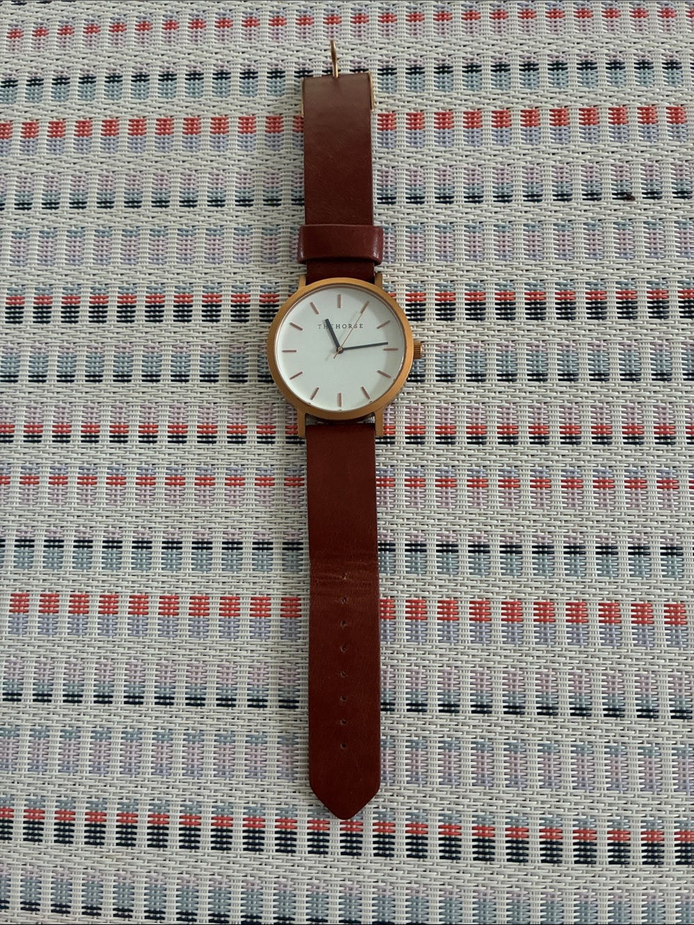 The Horse Brown Leather Strap Watch with Gold Case